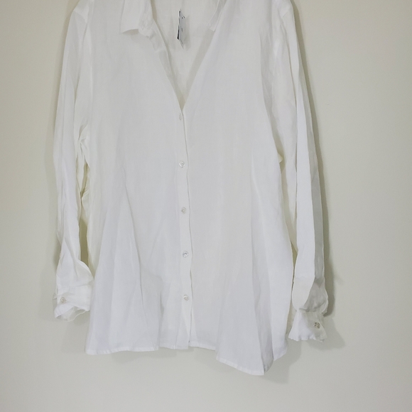 J. Jill Love Linen White Blouse, Size XL - Picture 4 of 12